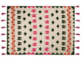 Blanket Multicolour Cotton 130 x 180 cm Handmade Embrioidery Bed Throw Cosy Floral Pattern with Tassels Beliani