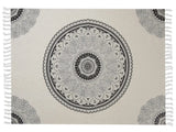 Blanket Beige and Black Cotton 130 x 180 cm Print Mandala Pattern Bed Throw Cosy Floral Pattern Beliani