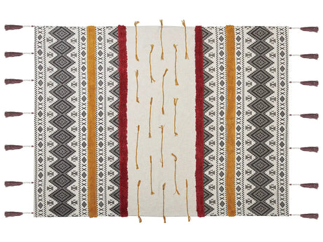 Blanket Multicolour Cotton 130 x 180 cm Tribal Pattern Print Bed Throw Cosy Accessory Beliani