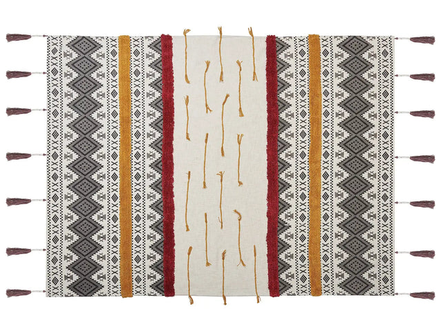 Blanket Multicolour Cotton 130 x 180 cm Tribal Pattern Print Bed Throw Cosy Accessory Beliani