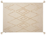 Blanket Beige Cotton 130 x 180 cm Geometri Pattern Bed Throw Cosy Accessory Beliani