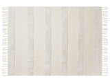 Blanket Light Beige Cotton 130 x 180 cm Geometri Pattern Bed Throw Cosy Accessory Beliani