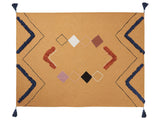 Blanket Orange Cotton 130 x 180 cm Bed Throw Geometric Pattern Bedroom Living Room Beliani