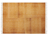Blanket Yellow and Beige Cotton 130 x 180 cm Bed Throw African Pattern Fringes Bedroom Living Room Beliani