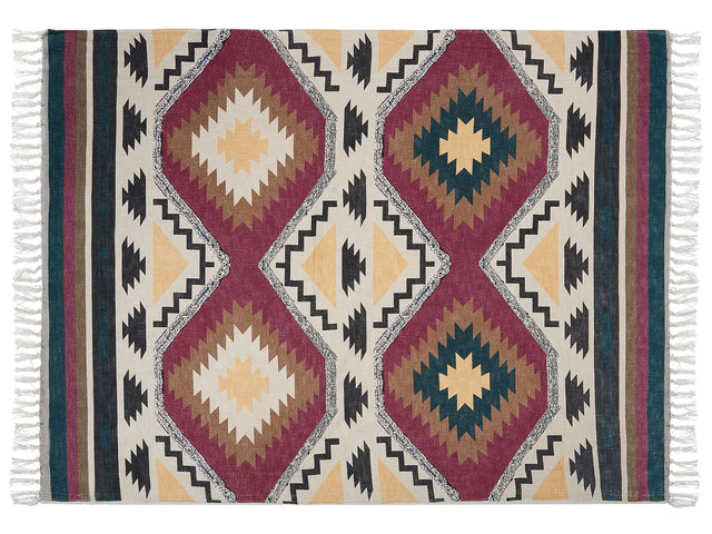 Blanket Bed Throw Mullticolour Cotton 130 x 180  cm Boho Rustic Accent Piece Bedroom Living Room Beliani