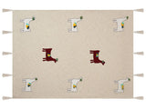 Blanket Beige and Brown Cotton 130 x 180 cm Handmade Embrioidery Bed Throw Cosy Lama Pattern with Tassels Beliani
