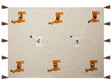 Blanket Beige and Orange Cotton 130 x 180 cm Handmade Embrioidery Bed Throw Cosy Lama Pattern with Tassels Beliani