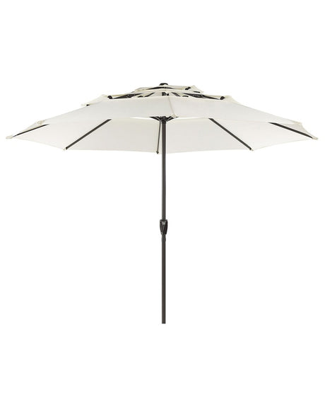 Market Garden Parasol Light Beige Fabric Steel Pole ⌀ 285 cm Modern Octagonal Outdoor Umbrella Crank Mechanism UV Resistant Beliani