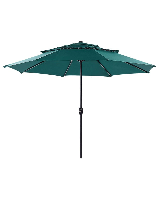 Market Garden Parasol Emerald Green Fabric Steel Pole ⌀ 285 cm Modern Octagonal Outdoor Umbrella Crank Mechanism UV Resistant Beliani