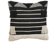 Scatter Cushion Beige and Black Cotton 50 x 50 cm Geometric Pattern Tassels Handwoven Removable Cover with Filling Beliani