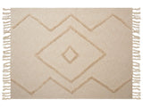 Blanket Beige Cotton 130 x 180 cm Bed Throw Boho  Beliani