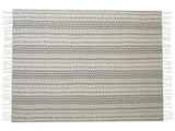 Cotton Blanket Black White 130 x 180 cm Bed Throw Tribal Pattern Bedroom Living Room Beliani