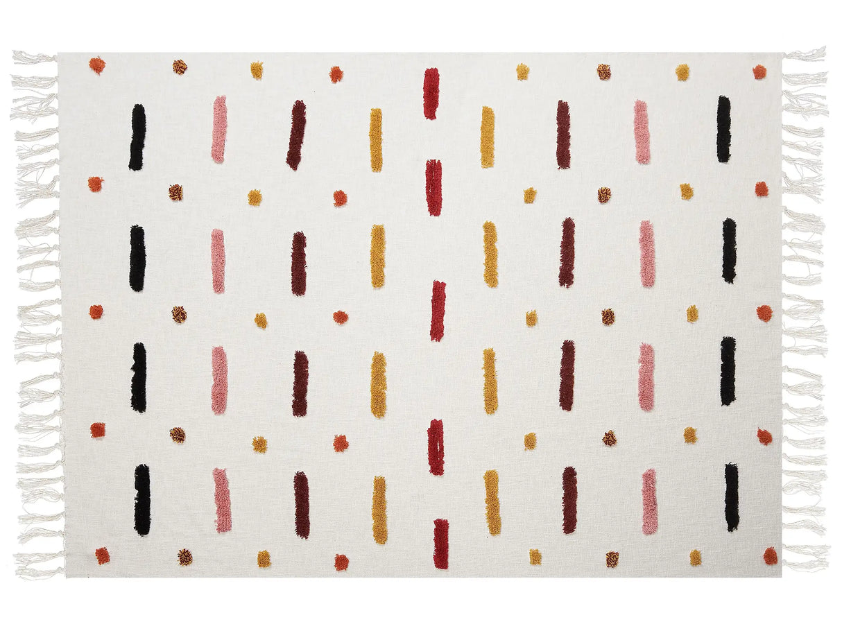 Blanket Multicolour Cotton 130 x 180 cm Bed Throw Modern Abstract Pattern Fringes Beliani