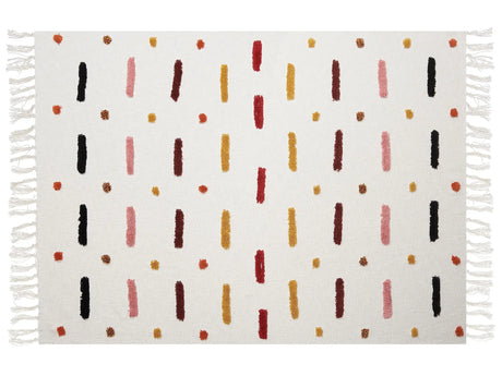 Blanket Multicolour Cotton 130 x 180 cm Bed Throw Modern Abstract Pattern Fringes Beliani