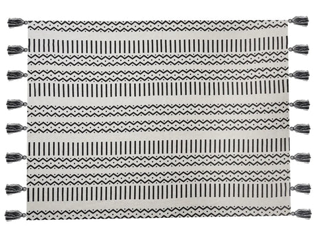 Blanket Black and White Cotton 130 x 180 cm Bed Throw African Tribal Print Beliani