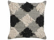 Scatter Cushion Beige and Black Cotton 50 x 50 cm Geometric Pattern Handwoven Removable Cover with Filling Beliani