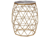 Coffee Table Gold Marble Effect Finish MDF Tabletop Iron Base  43 cm Living Room End Table Beliani