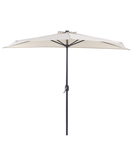 Half-Round Garden Parasol Beige Polyester Shade Steel 2.7m Modern Patio Balcony Umbrella Beliani