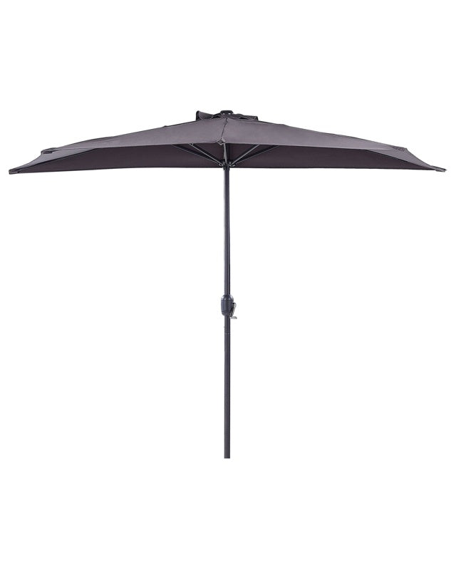 Half-Round Garden Parasol Grey Polyester Shade Steel 2.7m Modern Patio Balcony Umbrella Beliani