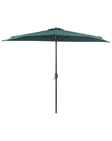 Half-Round Garden Parasol Green Polyester Shade Steel 2.7m Modern Patio Balcony Umbrella Beliani