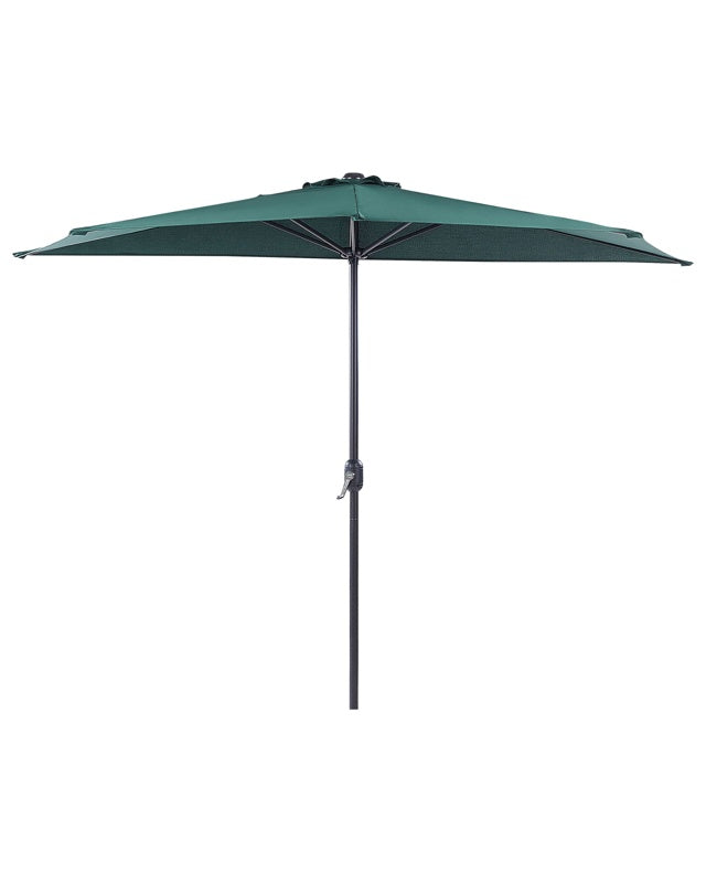 Half-Round Garden Parasol Green Polyester Shade Steel 2.7m Modern Patio Balcony Umbrella Beliani