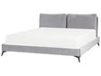 EU Super King Size Bed Grey Velvet Upholstery 6ft Slatted Base with Thick Padded Headboard with Cushions Beliani