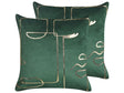 Set of 2 Decorative Cushions Green Velvet 45 x 45 cm Face Motif Print Glamour Decor Accessories Beliani