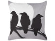 Decorative Cushion Grey Velvet 45 x 45 cm Crows Pattern Square Modern Minimalist Autumn Decor Accessories Beliani