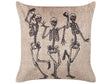 Decorative Cushion Beige Velvet 45 x 45 cm Skeleton Pattern Square Modern Halloween Decor Accessories Beliani