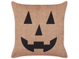 Decorative Cushion Beige Velvet 45 x 45 cm Jack-O-Lantern Pattern Square Modern Halloween Decor Accessories Beliani