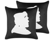 Set of 2 Decorative Cushions Black Velvet 45 x 45 cm Frankenstein Pattern Square Halloween Accessories Decoration Beliani