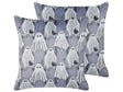 Set of 2 Decorative Cushions Grey Velvet 45 x 45 cm Ghost Pattern Square Modern Halloween Autumn Decor Accessories Beliani