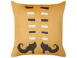 Decorative Cushion Orange Velvet 45 x 45 cm Witch Shoes Pattern Square Modern Halloween Autumn Decor Accessories Beliani