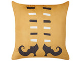 Decorative Cushion Orange Velvet 45 x 45 cm Witch Shoes Pattern Square Modern Halloween Autumn Decor Accessories Beliani