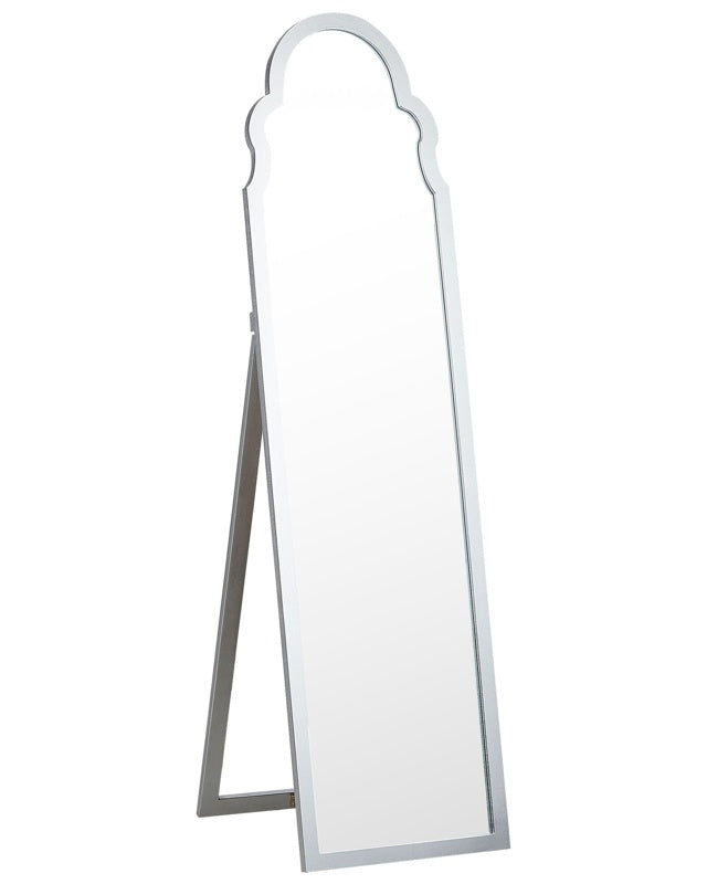 Standing Mirror Silver MDF Glass 40 x 150 cm with Stand Decorative Frame Modern Design  Beliani