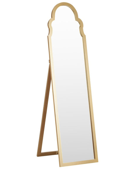 Standing Mirror Gold MDF Glass 40 x 150 cm with Stand Decorative Frame Modern Design  Beliani