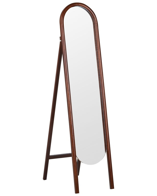 Standing Mirror Dark Wood Glass 30 x 150 cm with Stand Decorative Frame Retro Design  Beliani