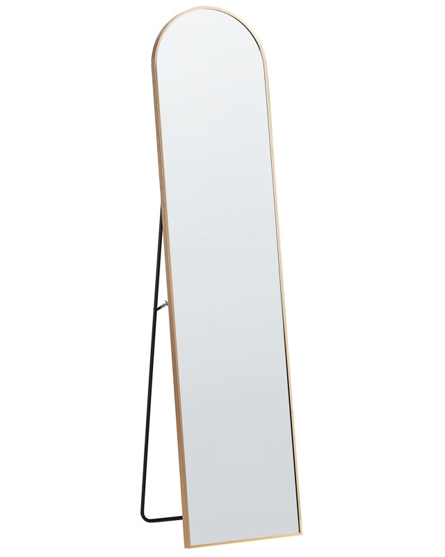 Standing Mirror Gold Metal Frame 36 x 150 cm with Stand Modern Design Framed Full Length Beliani