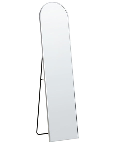 Standing Mirror Silver Metal Frame 36 x 150 cm with Stand Modern Design Framed Full Length Beliani