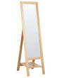 Standing Mirror Light Wood Frame 40 x 145 cm with Shelf Modern Design Framed Full Length Beliani