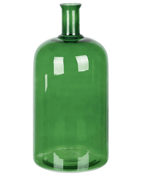 Flower Vase Emerald Green Glass 45 cm Handmade Decorative Bottle Shape Tabletop Home Decoration Modern Design Beliani