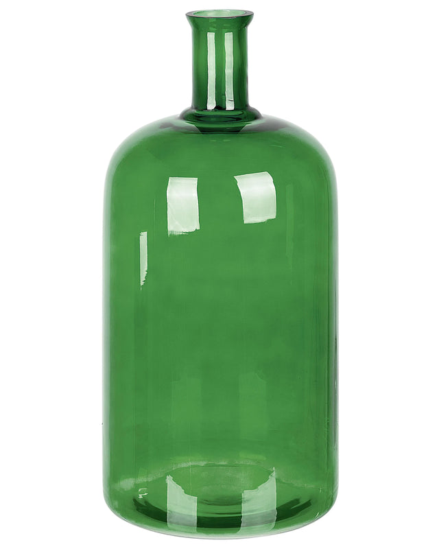 Flower Vase Emerald Green Glass 45 cm Handmade Decorative Bottle Shape Tabletop Home Decoration Modern Design Beliani