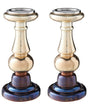 Set of 2 Candle Holders Golden Glass Iridescent Effect Candle Sticks Classic Beliani