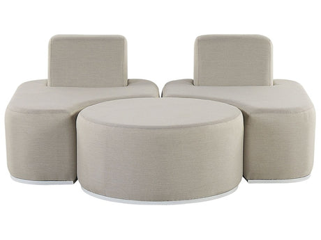 2 Seater Garden Sofa Set Light Grey Upholstered with Ottoman UV Resistant Quick Dry Foam Modern Outdoor Set Beliani