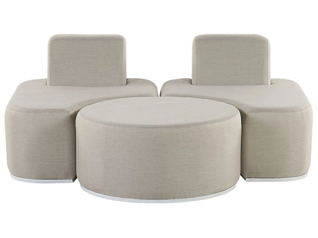 2 Seater Garden Sofa Set Light Grey Upholstered with Ottoman UV Resistant Quick Dry Foam Modern Outdoor Set Beliani