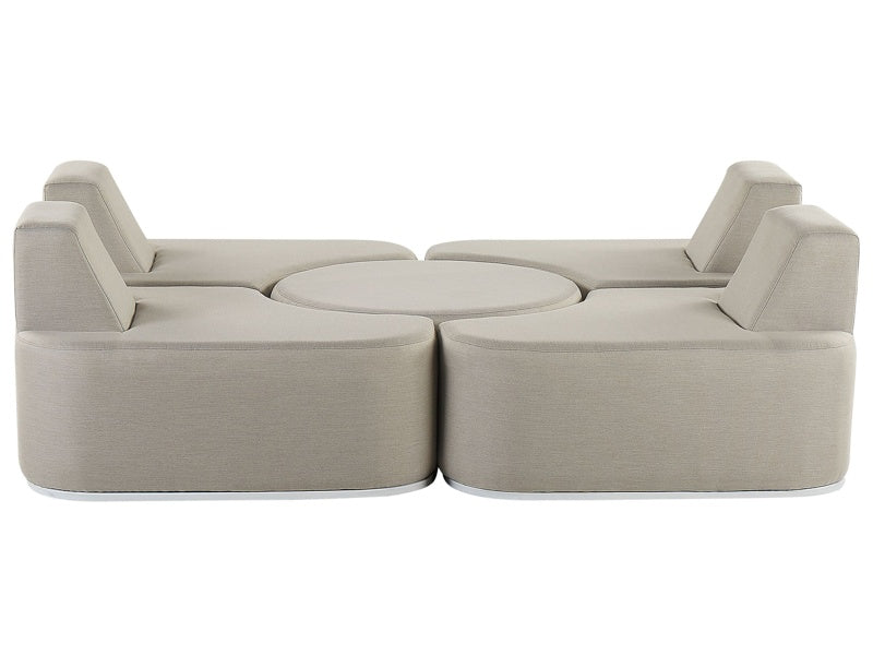 4 Seater Garden Sofa Set Light Grey Upholstered with Ottoman UV Resistant Quick Dry Foam Modern Outdoor Set Beliani