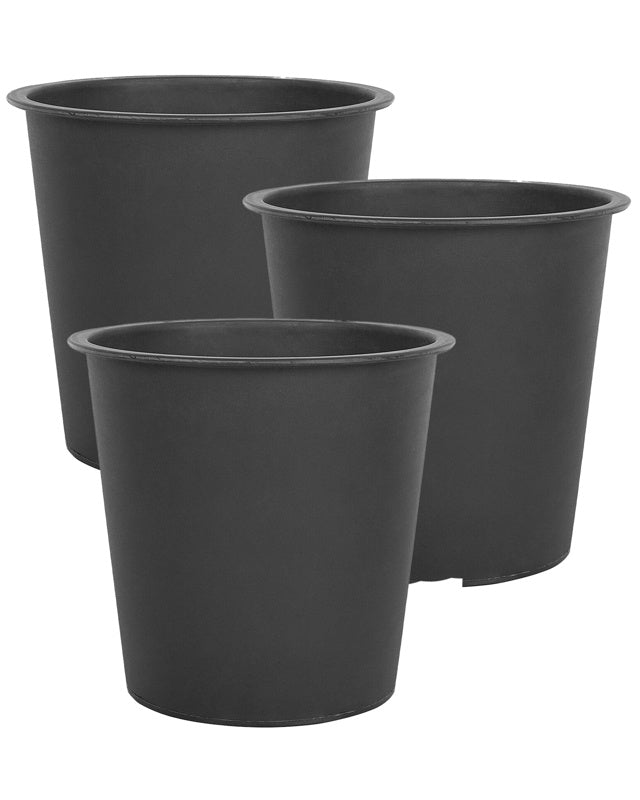 Set of 3 Plant Pot Insert Black Synthetic Indoor Outdoor Flower Pot Accessory Beliani