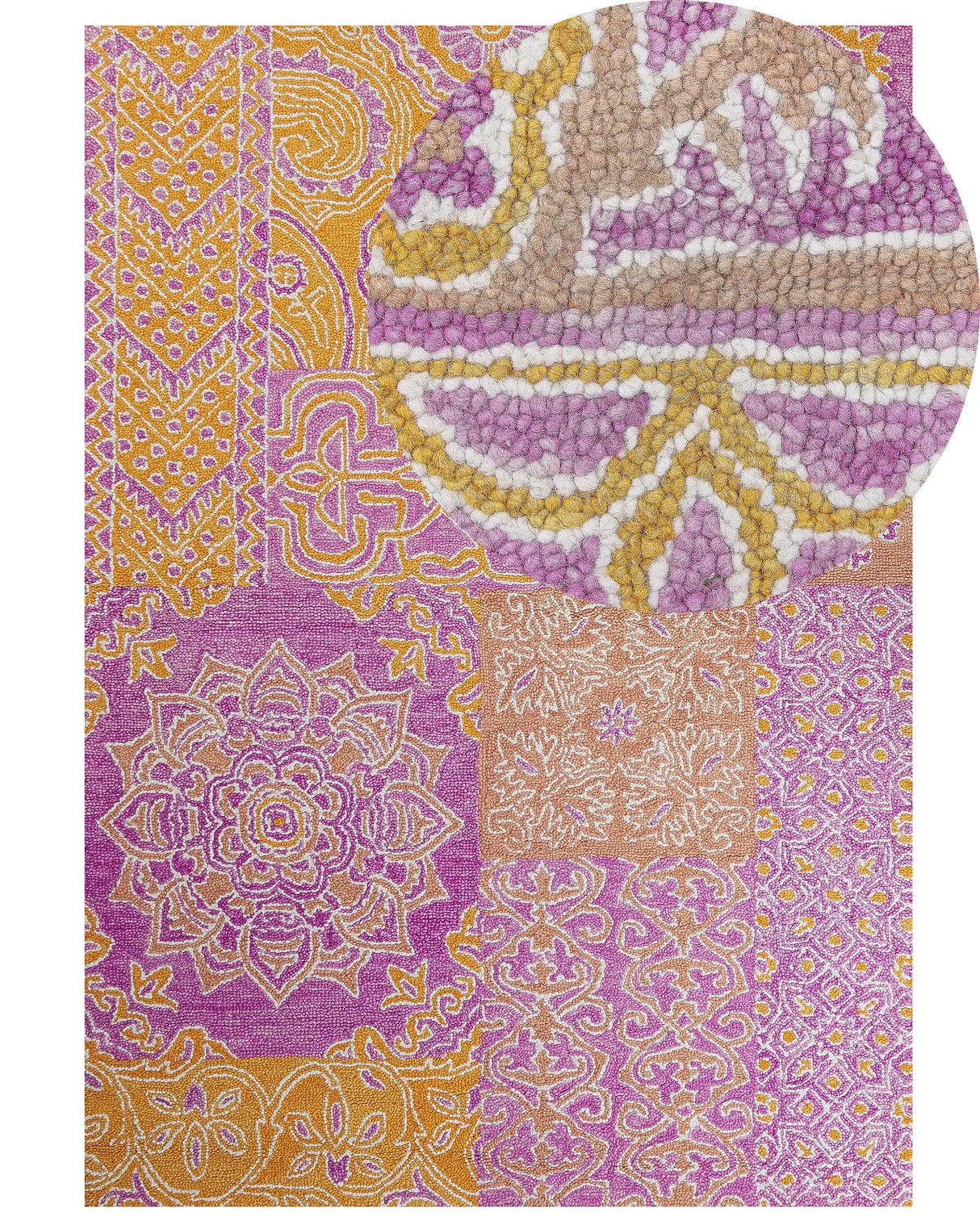 Area Rug Multicolour Wool 160 x 230 cm Oriental Pattern Living Room Bedroom Beliani