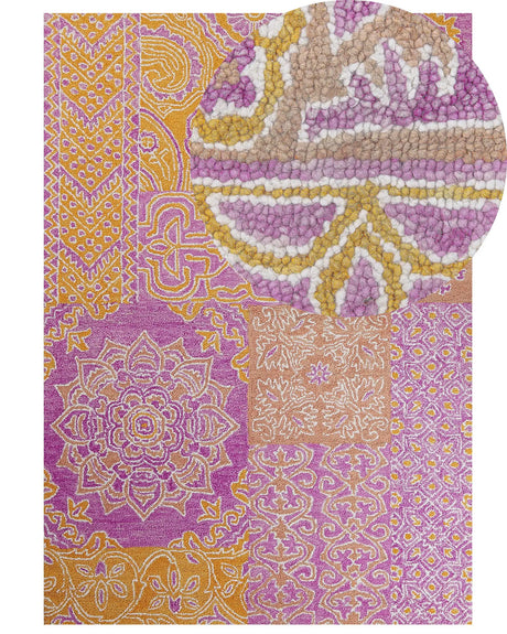 Area Rug Multicolour Wool 160 x 230 cm Oriental Pattern Living Room Bedroom Beliani
