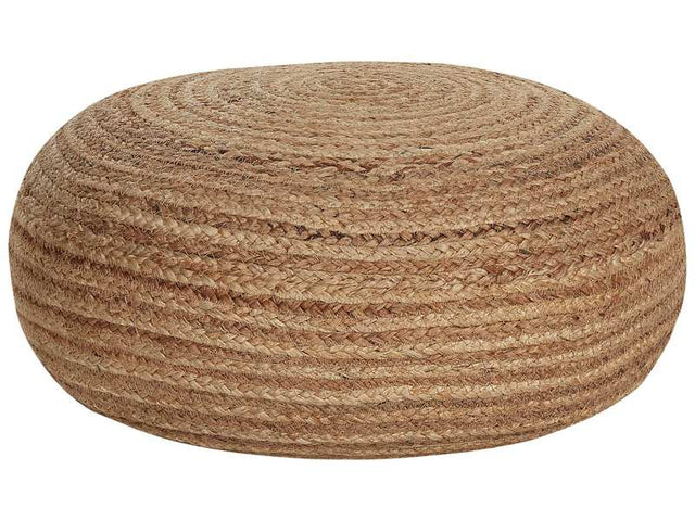 Pouffe Beige Natural Colour Jute Woven ⌀ 50 cm EPS Filling Round Boho Style Ottoman Beliani